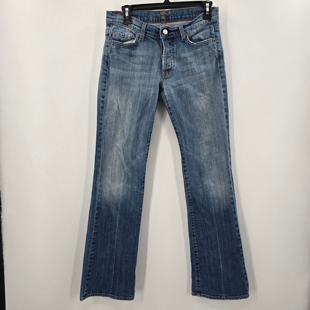 7 For All Mankind Womens 28 Boy Cut Jeans Medium Wash Button‎ Fly Straight Leg